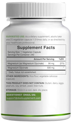 2 Pack Magnesium Glycinate 500mg | 480 Veggie Capsules | Chelated for Easy Absorption