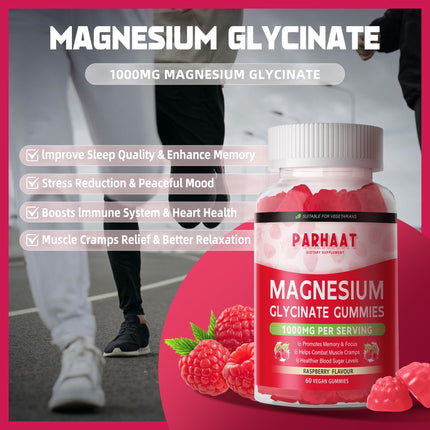 Magnesium Glycinate Gummies - Sugar Free Raspberry with Vitamin D, B6, CoQ10 - 120 Chews