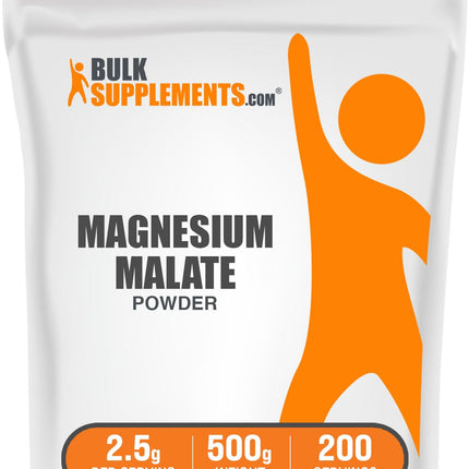 Magnesium Malate Powder | High Bioavailability, Gluten Free, 2.5g/Serving – 500g | BulkSupplements