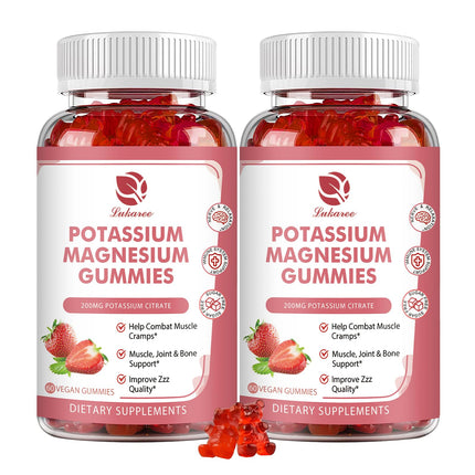 Magnesium Potassium Gummies – New Formula with Chelated Magnesium Glycinate, 200 mg Potassium Citrate, 120 Count