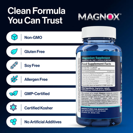 MAGNOX Leg Cramps Buster – 380mg Magnesium for Night-time Leg Cramps (60 Caps)