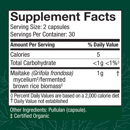 Host Defense Maitake Capsules – Immune & Cellular Health (60 Capsules, 30 Servings)