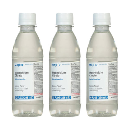 Major Magnesium Citrate Saline Laxative – Lemon Flavor, 10 fl oz (3 Pack)