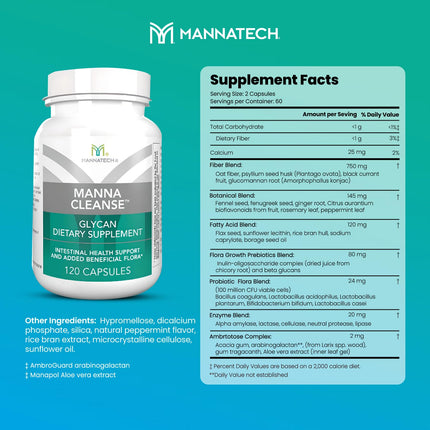 Mannatech Digestive Enzymes & Probiotics - Ambrotose Aloe Vera Power | MannaCleanse 120 Capsules