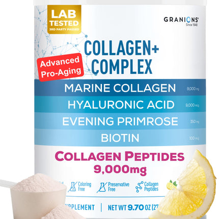 Marine Collagen Powder – Pink Lemonade 9.7oz | Type I Hydrolyzed Marine Collagen Peptides