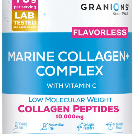 Marine Collagen Powder Unflavored - Type I Hydrolyzed Peptides + Acerola Vitamin C (9.8oz)