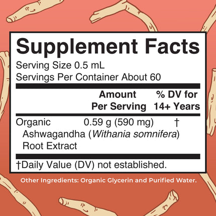 MaryRuth Organics Ashwagandha Root | USDA Organic Ashwagandha Liquid Drops | Stress Relief, Natural Calm, Relaxation and Mood Support Supplement | Adaptogenic | Nervine | Vegan | Non-GMO | 60 Servings