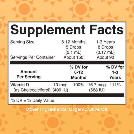 MaryRuth Organics USDA Organic Vitamin D Drops D3 for Infants & Toddlers | Sugar Free, Gluten Free, Non-GMO