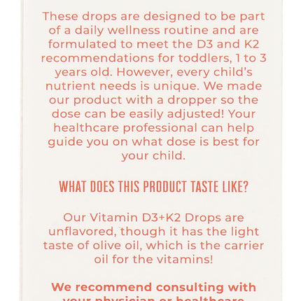 MaryRuth Organics D3 + K2 Drops for Toddlers | Vegan, Gluten Free | 1 fl oz