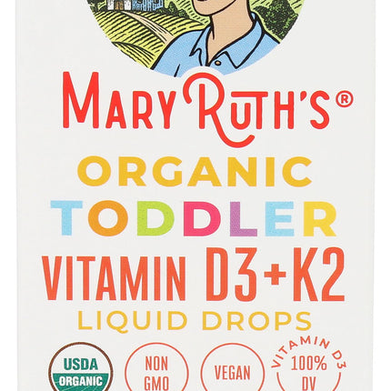 MaryRuth Organics D3 + K2 Drops for Toddlers | Vegan, Gluten Free | 1 fl oz