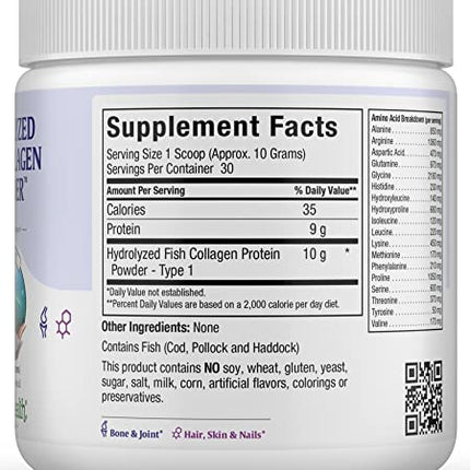 Maxi Health Collagen Peptides Powder – Marine Type I, Unflavored, Wild-Caught (10.75 oz) for Joints, Skin & Nails