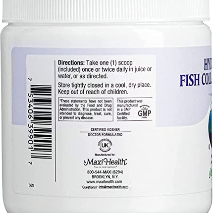 Maxi Health Collagen Peptides Powder – Marine Type I, Unflavored, Wild-Caught (10.75 oz) for Joints, Skin & Nails