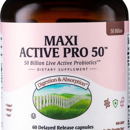 Maxi Health Probiotic Plus Ultimate Prebiotic - 50B Live Probiotics, 15 Strains, Ultra Protection | 60 Count