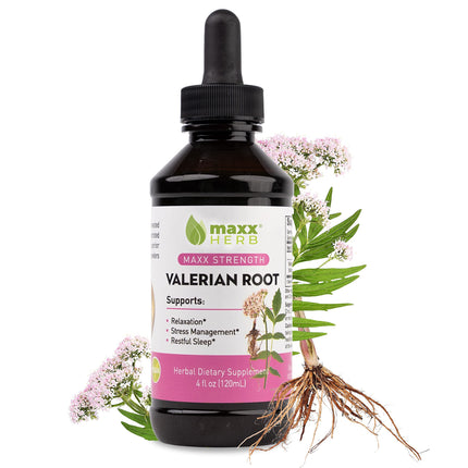 Maxx Herb Valerian Root Extract – Max Strength Liquid for Relaxation & Restful Sleep | Alcohol-Free 4 Oz