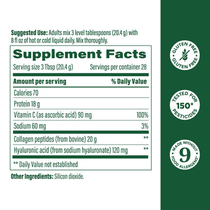 MegaFood Collagen Peptides – Unflavored, 20oz (28 Servings) – Grass-Fed Bovine