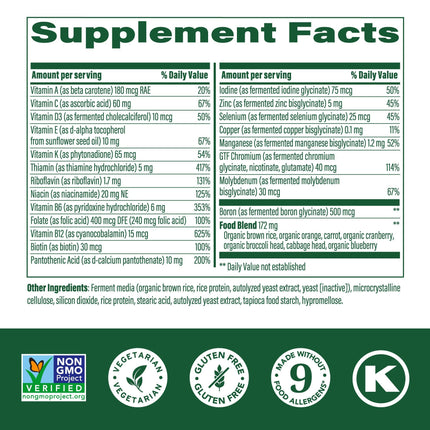 MegaFood One Daily Iron Free Multivitamin – Real Food, Vegetarian, Non-GMO