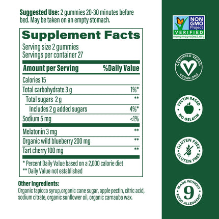 MegaFood Melatonin Gummies – 3 mg per Serving, Vegan & Non-GMO, Berry Flavor – 54 Count (3 Pack)