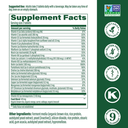 MegaFood Men's Advanced Multivitamin – Doctor-Formulated with Choline, B12, D, C & Zinc – Non-GMO, Vegetarian – 60 Tabs (30 Servings)