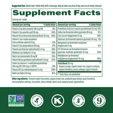 MegaFood Men's 55+ One Daily Multivitamin – Immune & Energy Support (Vegetarian)