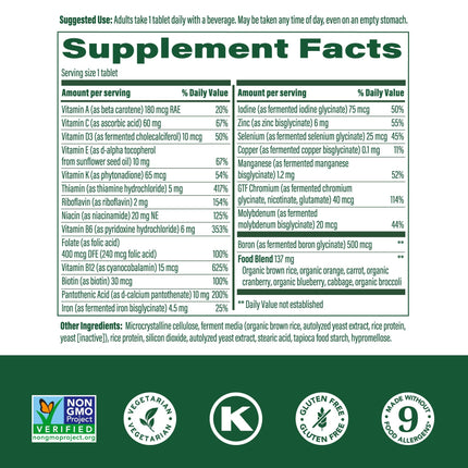 MegaFood One Daily Multivitamin for Women & Men – Real Food Immune Support, Vitamin C & B, 90 Tablets