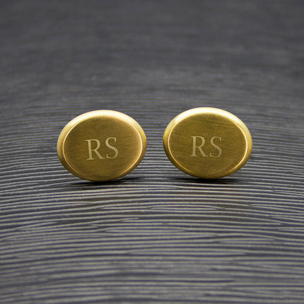 Personalised Men's Gold Oval Cufflinks