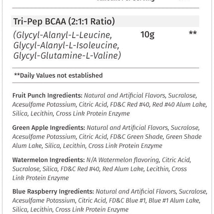 Metabolic Nutrition TRIPEP Tri-Peptide BCAA Powder - Watermelon 400g