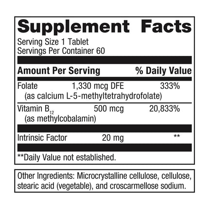Metagenics Intrinsi B12-Folate with Methylcobalamin & L-5-MTHF - 60 Tablets