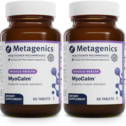 Metagenics MyoCalm: Calcium & Magnesium for Muscle Support with Passionflower & Valerian (Pack of 2, 60 Tablets Each)