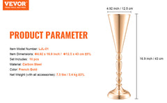 VEVOR 2/10/12PCS Tall Wedding Flower Vase Metal Centerpiece Gold Floral Arrangement Stand Display Rack for Tables Dinner Party