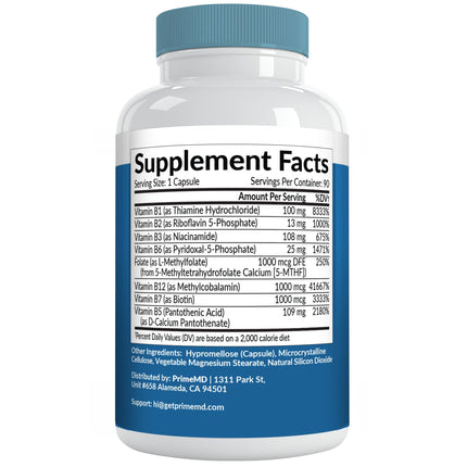 PrimeMD Methylated B Complex with B12 & Methylfolate – 270 Servings (Pack of 3)