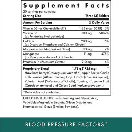MICHAEL'S Blood Pressure Factors - Naturopathic Program (60 TB, 2 Pack) | Fluid Balance Support | Kosher
