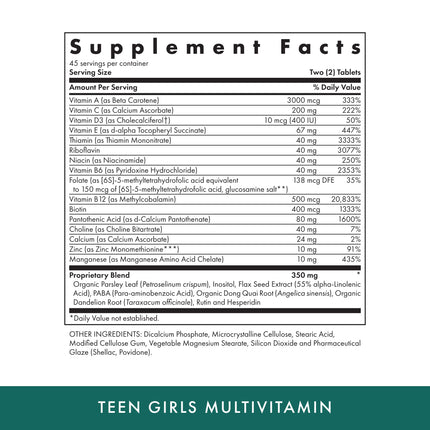 MICHAEL'S Health Teen Girls Multivitamin - 90 Vegetarian Tablets - Kosher, B Complex