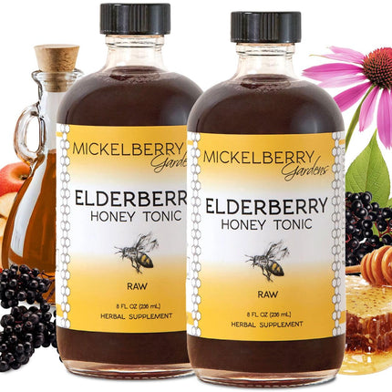Mickelberry Gardens Elderberry Honey Tonic – 8 oz x 2 Pack | Sambucus Syrup with Elderberry, Honey & ACV