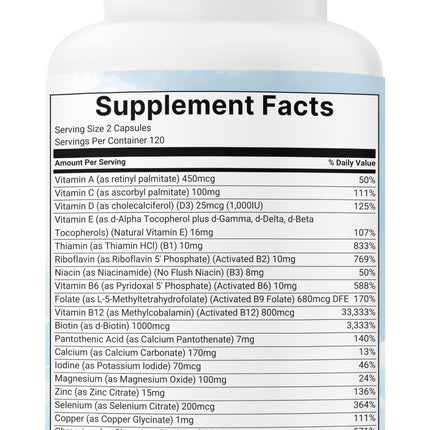 Micro Ingredients 2 Pack Pure Methylated Multivitamin – 19-in-1, 480 Capsules