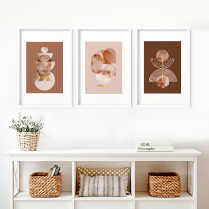 Mid Century Modern Art Work – Set of 3 Framed Prints