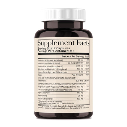 Wellkasa Migra-Well AM: Energizing Methylated Multivitamin – Brain & Nerve Health (No Iron, 60 Caps)