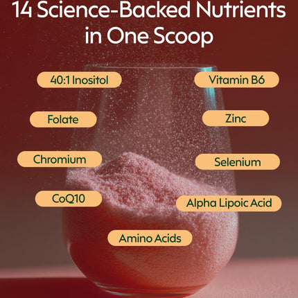 milamend Hormone Balance for Women 40:1 Myo-Inositol D-Chiro Inositol + CoQ10 – Cycle & Fertility Support (30-Day Hibiscus Tea Powder)