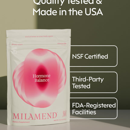 milamend Hormone Balance for Women 40:1 Myo-Inositol D-Chiro Inositol + CoQ10 – Cycle & Fertility Support (30-Day Hibiscus Tea Powder)