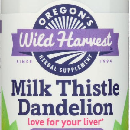 Oregon's Wild Harvest Milk Thistle Dandelion – 80% Silymarins (90 Capsules)