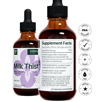 Milk Thistle 4 oz Liquid Extract - Liver Support Drops