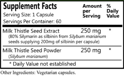 Milk Thistle Extract & Powder 250 mg + 250 mg | Daily Manufacturing