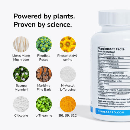 Mind Lab Pro MLP v4 Universal Nootropic – Focus, Memory, Clarity, Energy – 60 Count, Plant-Based, Made in USA