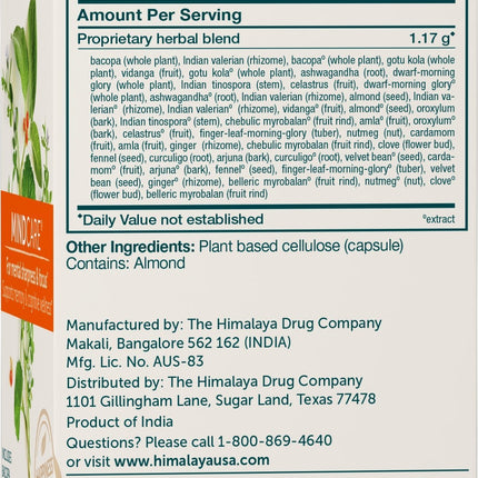 Himalaya MindCare Nootropic Brain Supplement – 1170 mg, 120 Capsules