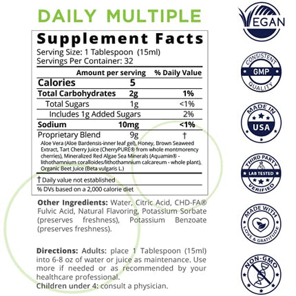 Mineralife Liquid Daily Multi-Mineral Supplement | Whole Food Nutrition | Cherry Flavor