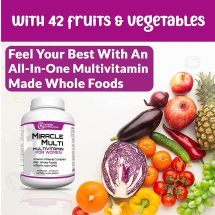 MiracleMulti Women Multivitamin with Probiotics - Immune Support & Energy | 60 Servings | Non-GMO