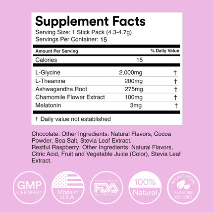 MIXHERS Sleep Support Supplement | Chocolate Drink Mix – 15 Sticks