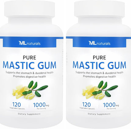 ML Naturals Mastic Gum 1000mg – 120 Vegan Capsules (Pack of 2) | Premium Quality | Supports Stomach & Duodenal Health | NSF-Certified & cGMP-Compliant