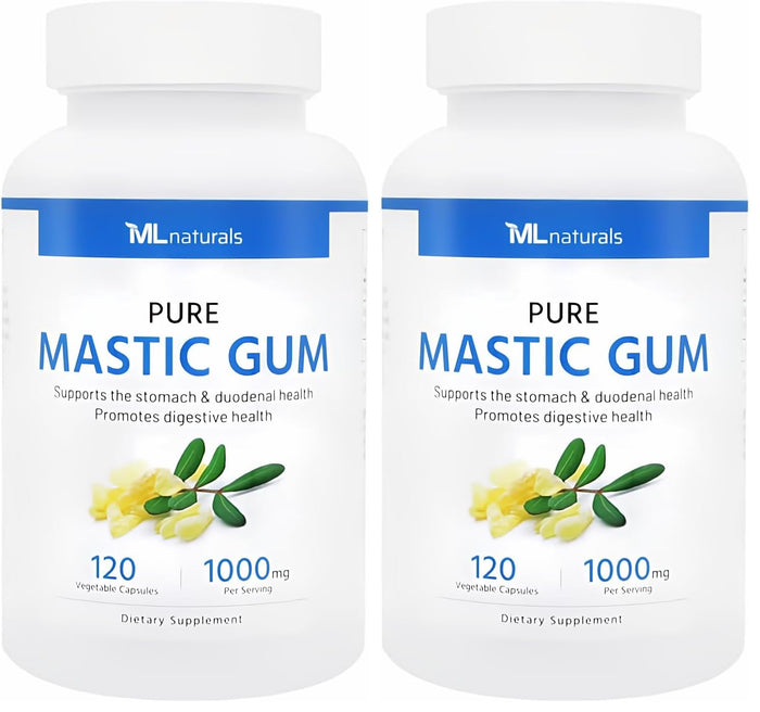 ML Naturals Mastic Gum 1000mg – 120 Vegan Capsules (Pack of 2) | Premium Quality | Supports Stomach & Duodenal Health | NSF-Certified & cGMP-Compliant