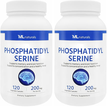 ML Naturals Phosphatidyl Serine 200 mg – 120 Veg Capsules | Supports Memory & Brain Function | Non-GMO, NSF-Certified, cGMP