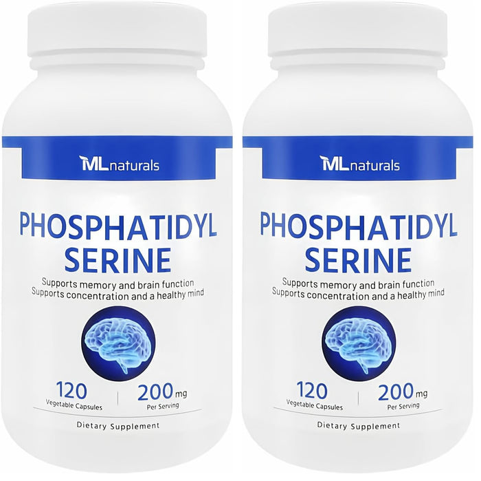 ML Naturals Phosphatidyl Serine 200 mg – 120 Veg Capsules | Supports Memory & Brain Function | Non-GMO, NSF-Certified, cGMP